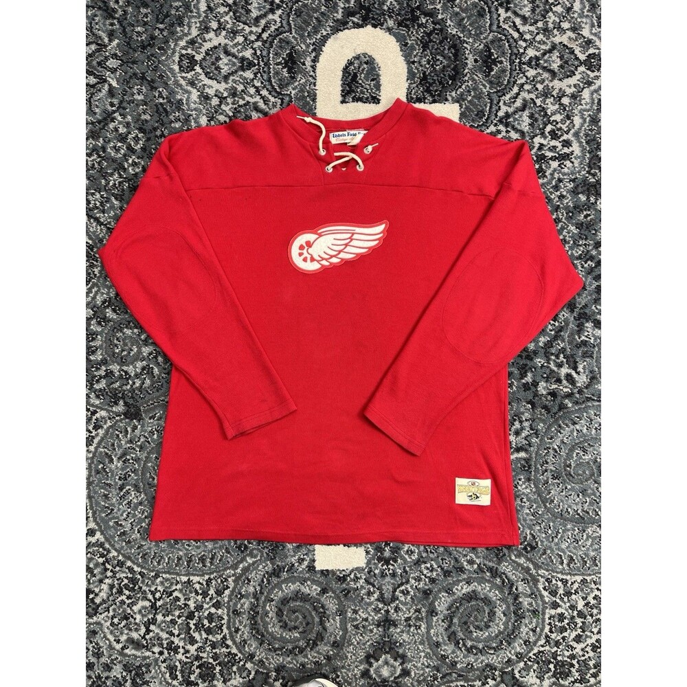 Vintage Ebbets Field Flannel Detriot Red wings Hockey Jersey Size XL Red